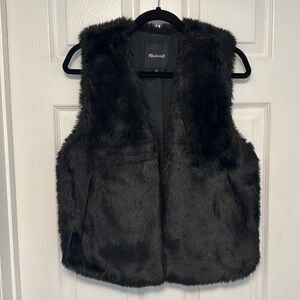 Madewell Black Faux Fur Vest